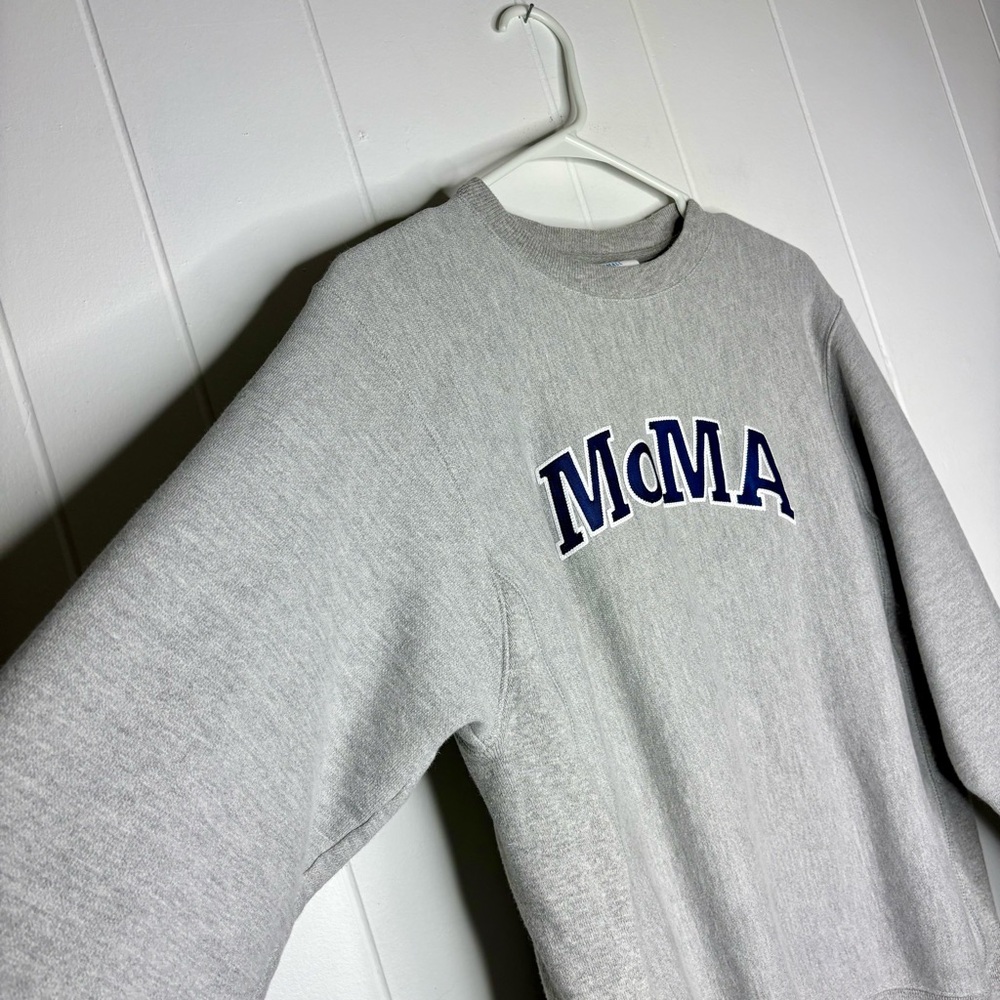 Champion Crewneck Sweatshirt MoMA Edition Size Small Gray Navy Blue Collectable - Picture 3 of 10